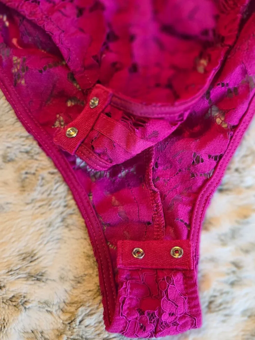Fashion Nova Raspberry Pink Lace Bodysuit - Picture 3 of 7